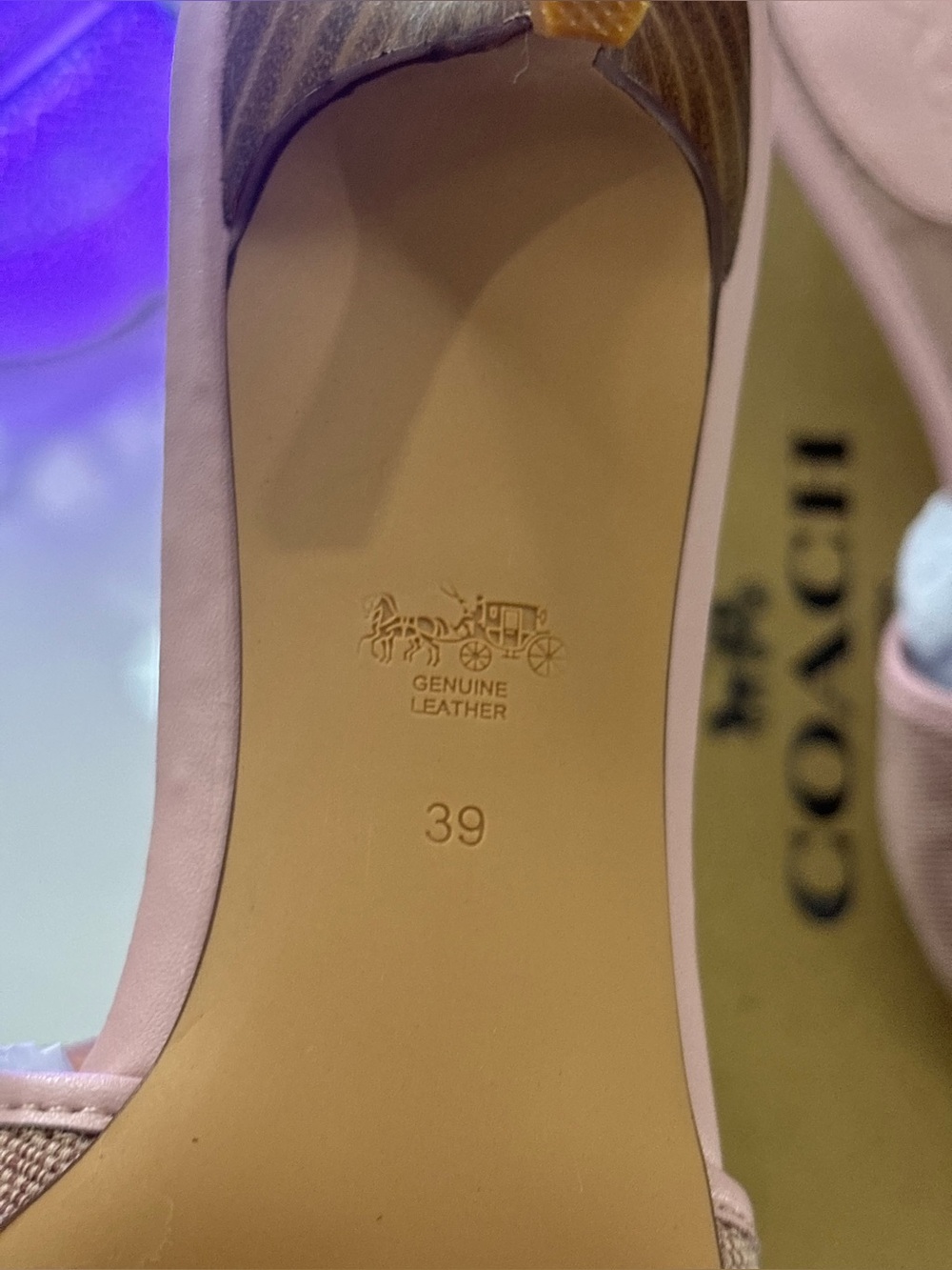 COACH Pink Margot Sandal Kiteen Heel Size 39 - Picture 7 of 7